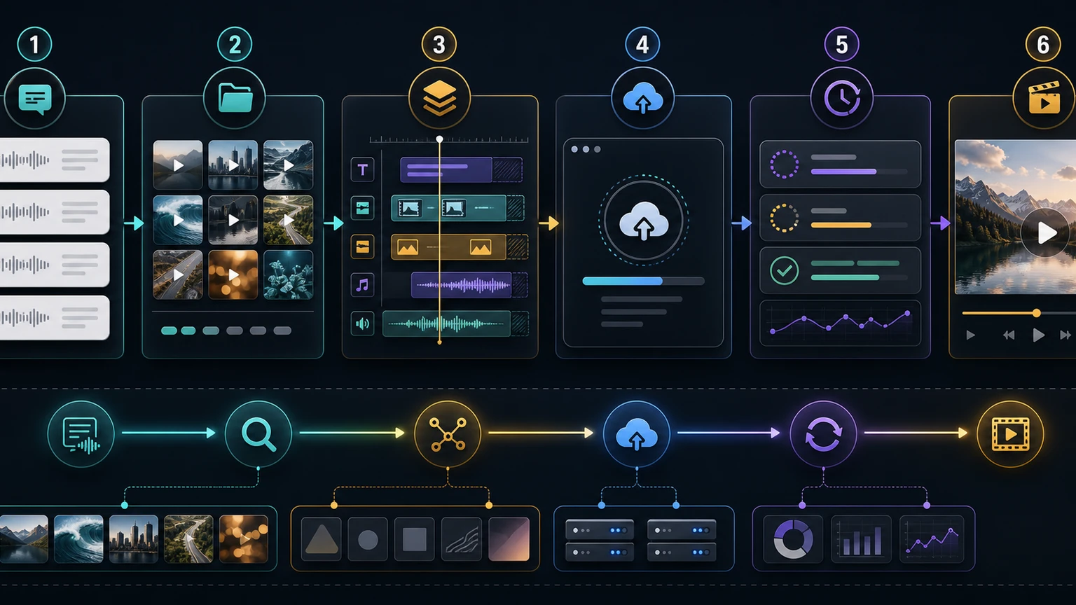 Workflow diagram for automated B-roll with JSON and the Zvid API