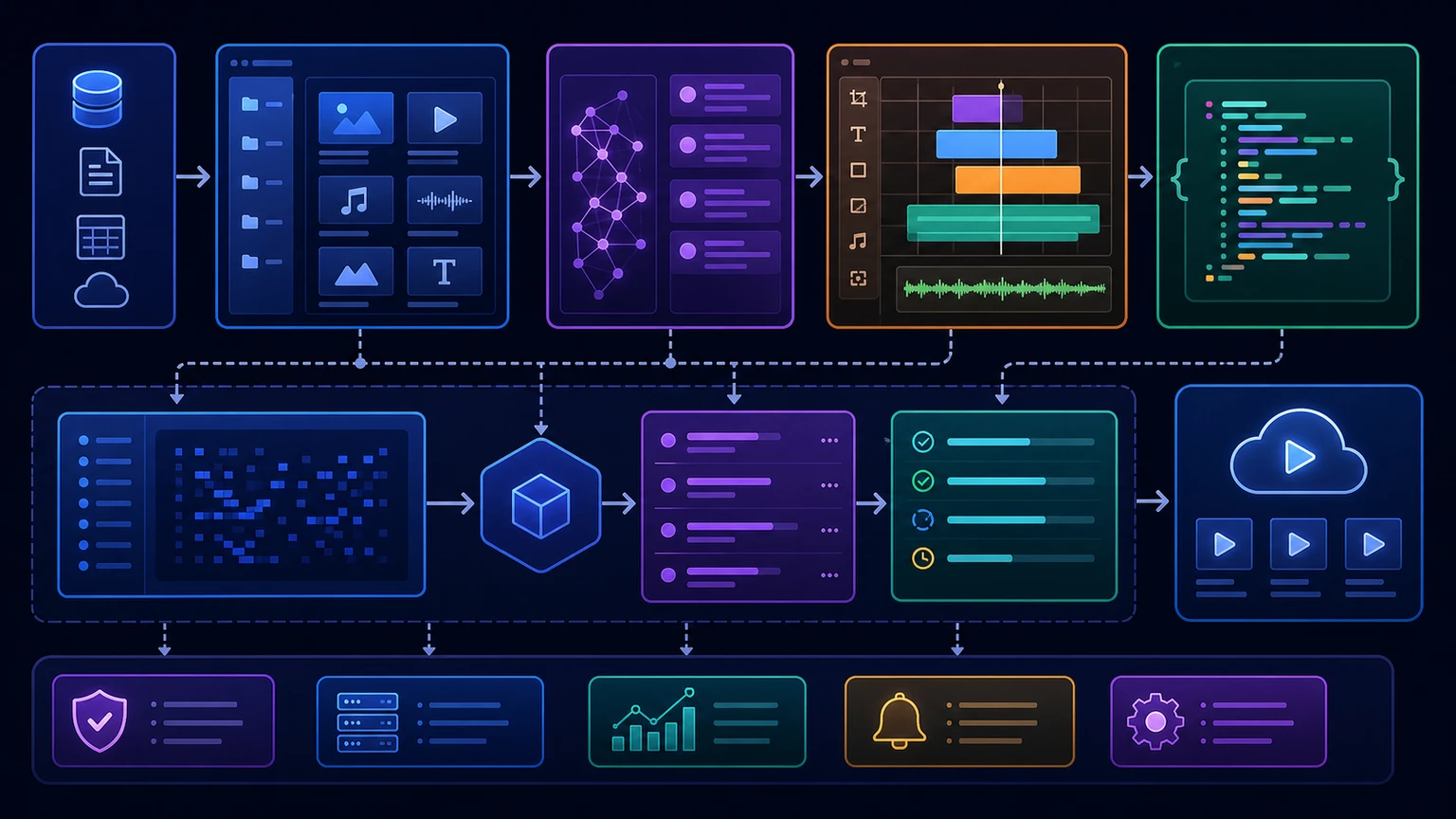 Programmatic video editing stack with rendering and editing APIs