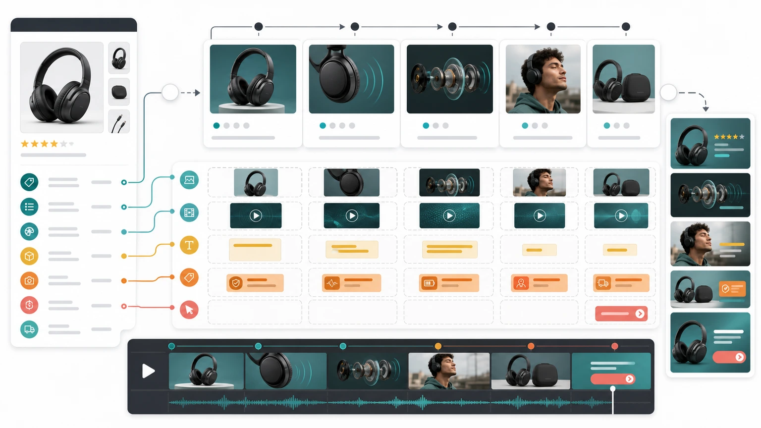 Diagram mapping catalog fields to product video scenes