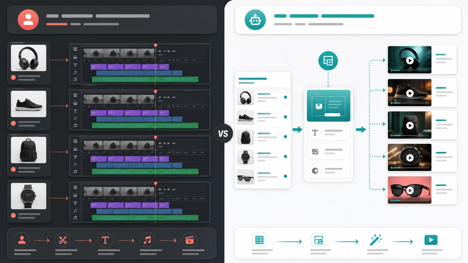 Comparison of manual editing and automated product video generation