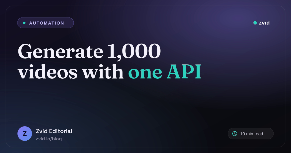 Bulk AI Video Generation API: Render 1,000 Variants