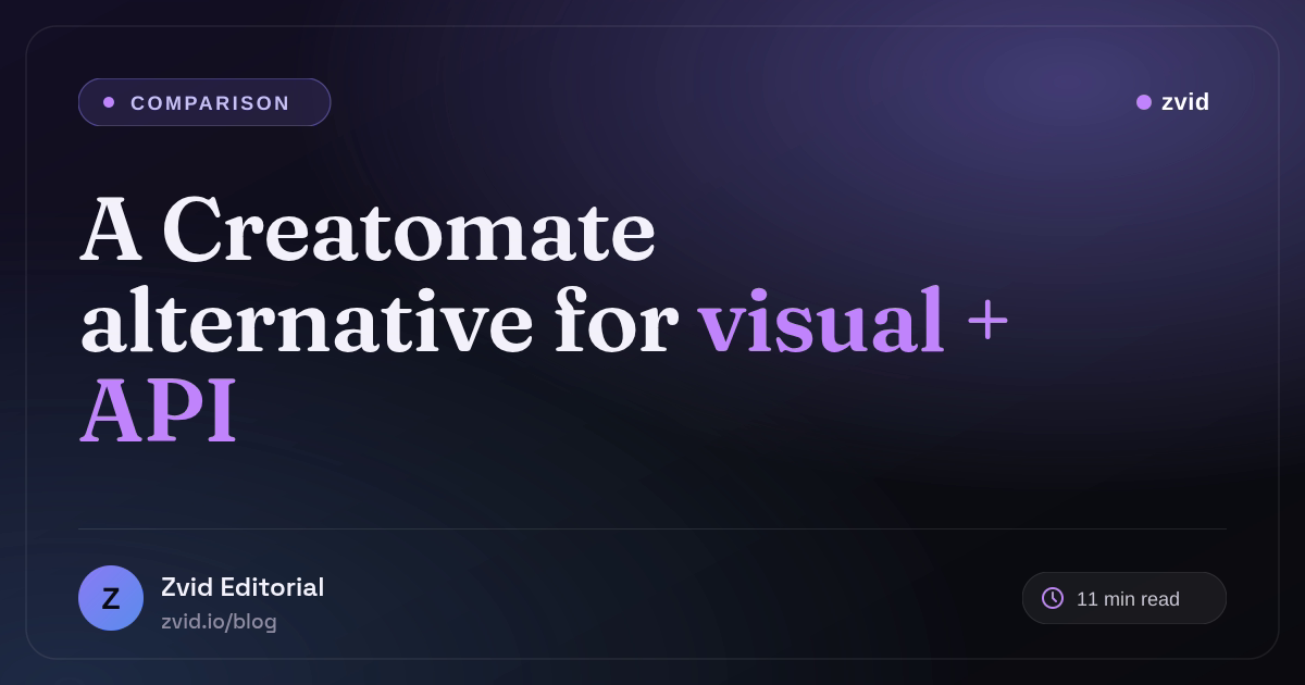 Creatomate Alternative: Zvid for Visual and API Workflows