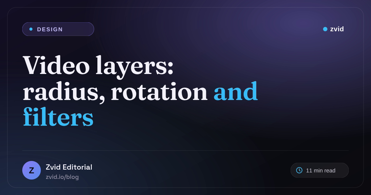 Zvid Video Layers: Rounded Corners, Rotation, and Filters