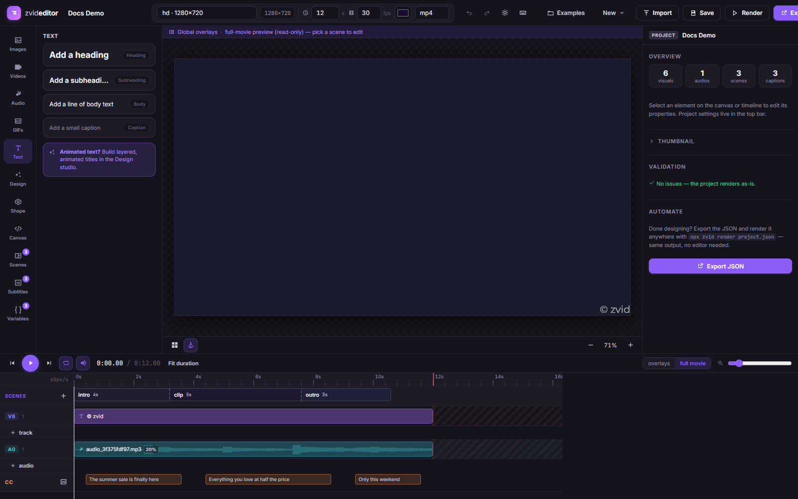 Text presets and the text inspector